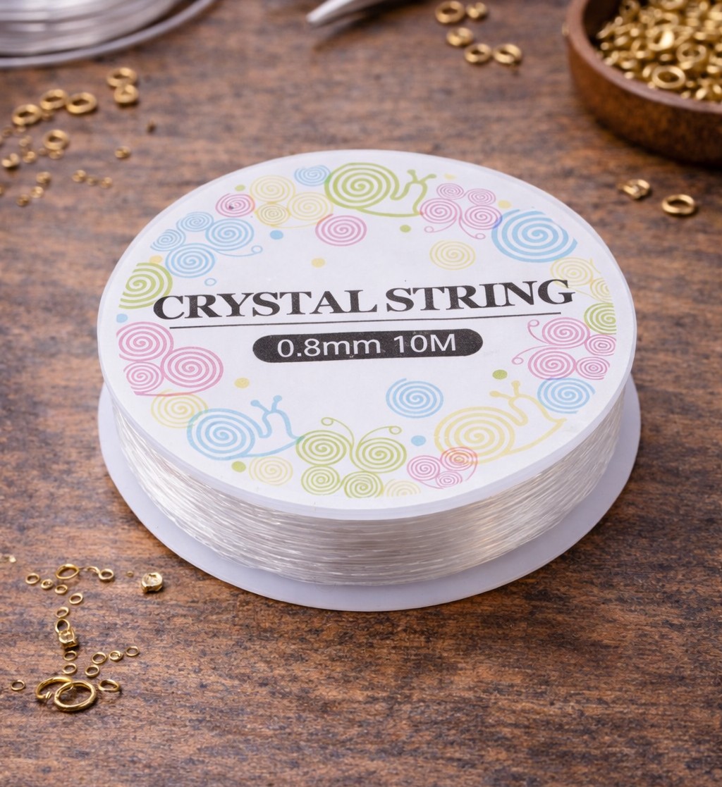 1 Rolle klare elastische dehnbare Kristall Perlenschnur 0,8 mm Länge Rolle: 10 Meter