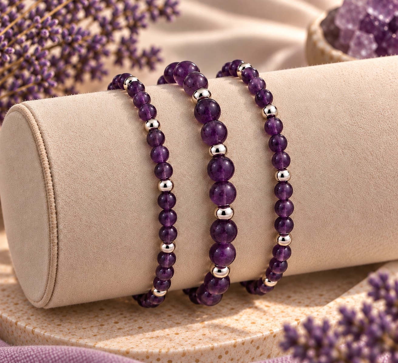 SEELENRUHE - DIY Armband Bastelset mit Amethyst Edelsteinperlen