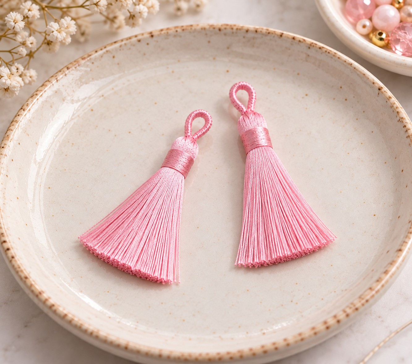 Hochwertige Schmuckquaste Polyester Quaste rosa 80-90 x 8,5-9 mm Textilquaste zum Schmuck basteln