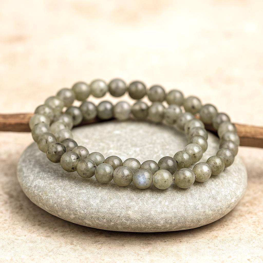 Natürlicher Labradorit Perlenstrang 4 - 4,4 mm rund glatt glänzend (ca. 90 Perlen / ca. 37,5 cm Läng