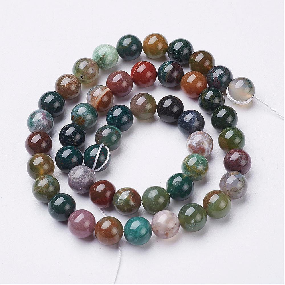 indische-achat-perlen Natürlicher indischer Achat Perlenstrang glatt glänzend 6,5 mm  (ca. 60 Perlen / 38 cm lang)