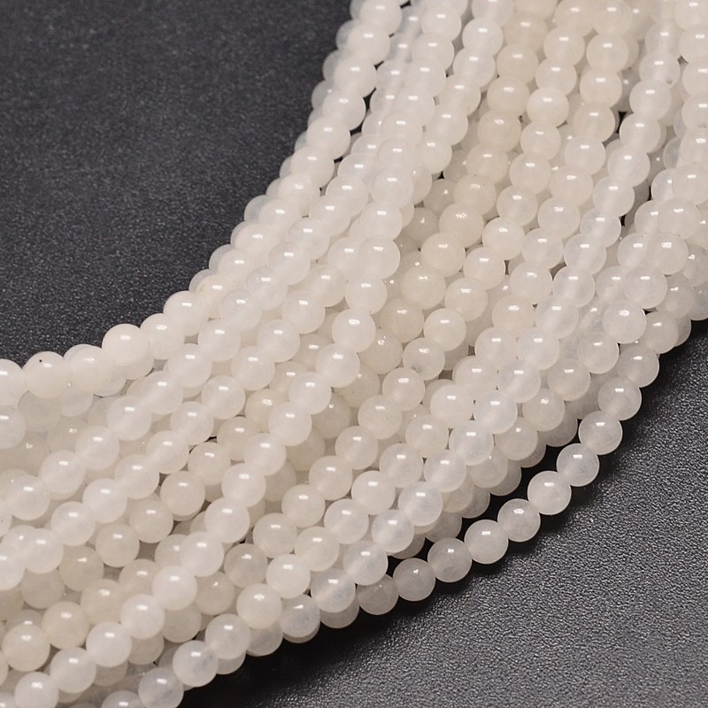 e8a471ad-f533-4339-b897-1d236bf6ccef Natürlicher weißer Jade Perlenstrang rund glänzend glatt 8 mm (ca. 46 Perlen /ca. 38 cm Länge)