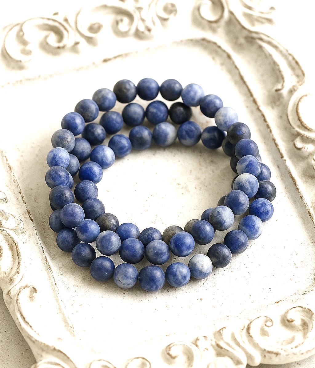 Sodalith Edelstein Perlenstrang 6 - 6,4 mm matt (ca. 64 Perlen / ca. 38 cm Länge)