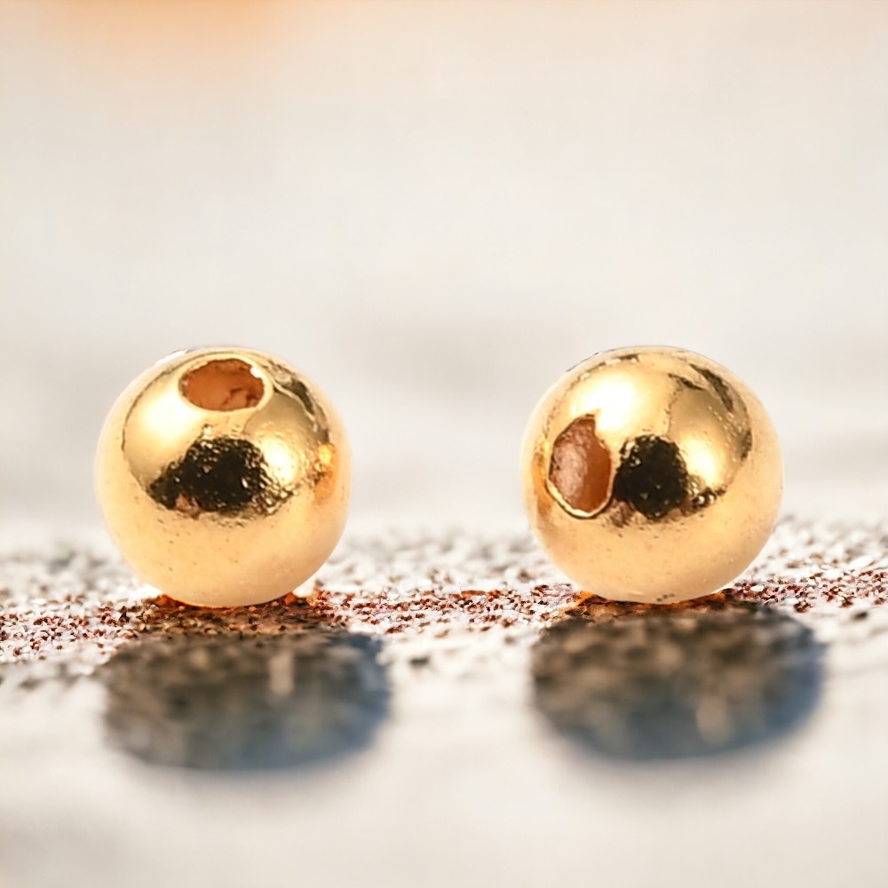 50 Messingperlen 18K vergoldet 2 mm  langlebig plattiert