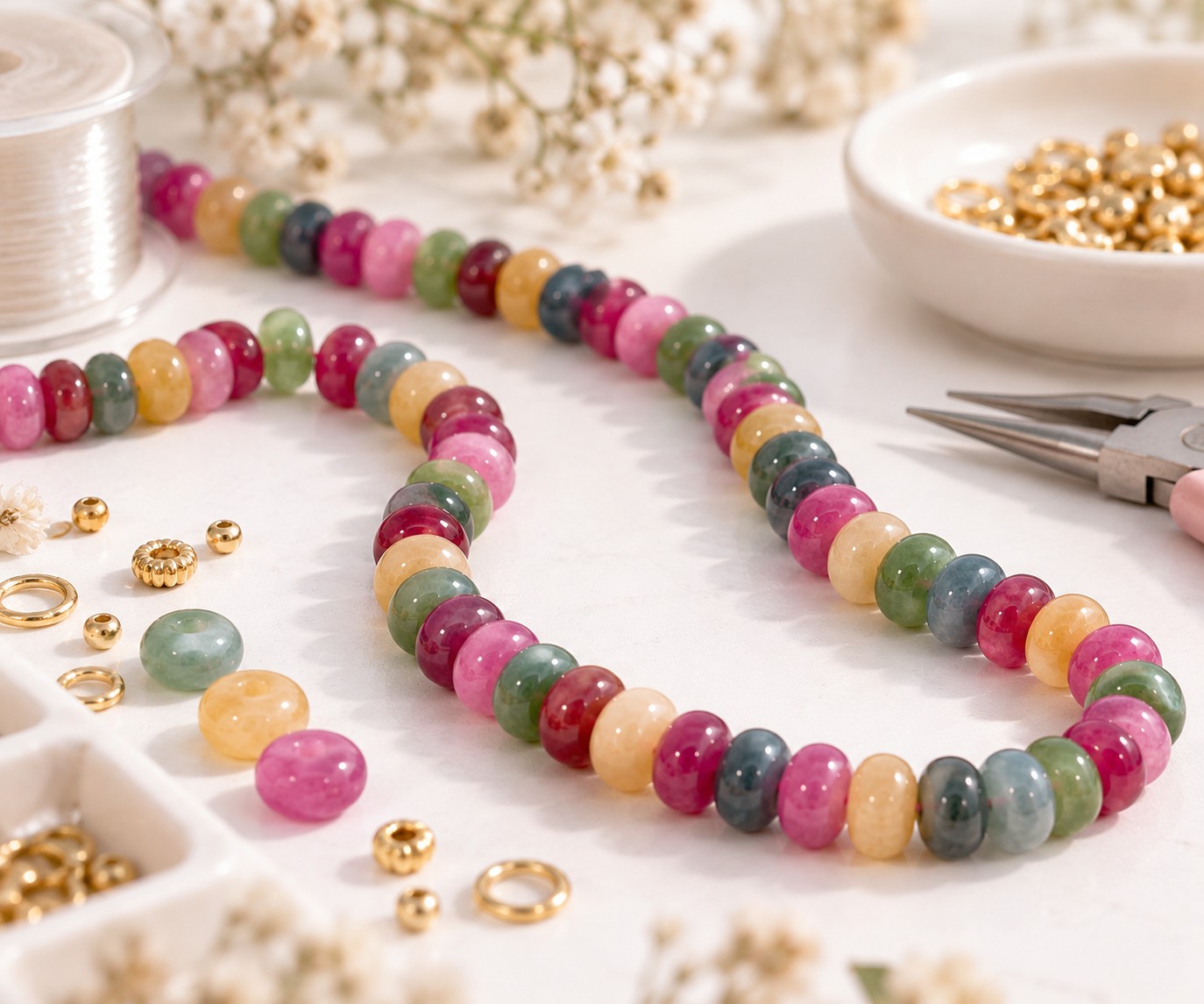 Jade Perlenstrang Rondelle 8 - 8,5 mm gefärbt (ca. 72 Perlen / ca. 38 cm Länge)