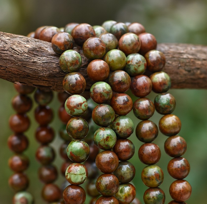 Natürlicher Jade Perlenstrang mit grün türkisem Quarz 6 mm rund glatt glänzend (ca. 61 Perlen / ca.