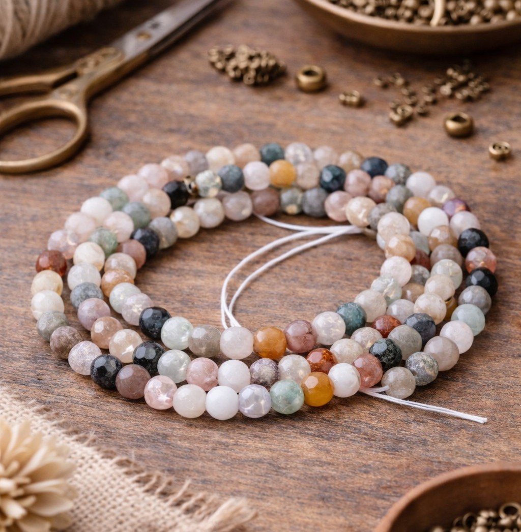 Kurzer gemischter facettierter Perlenstrang 5 mm (ca. 47 Perlen / ca. 19,5 cm Länge)