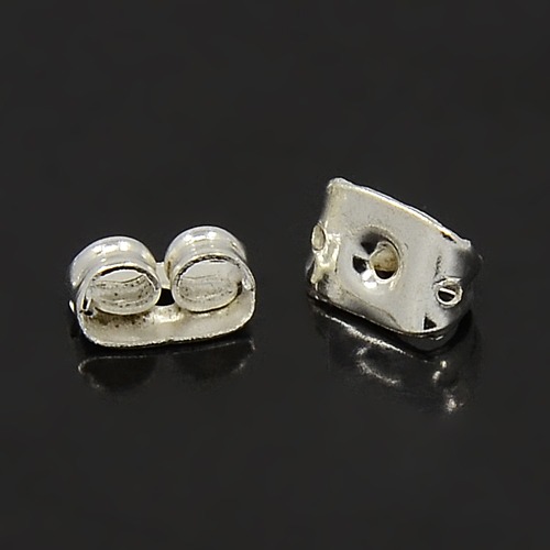 20 Ersatz Ohrring Verschlüsse Ohrmuttern aus Eisen silberfarben 5 x 3,5 mm