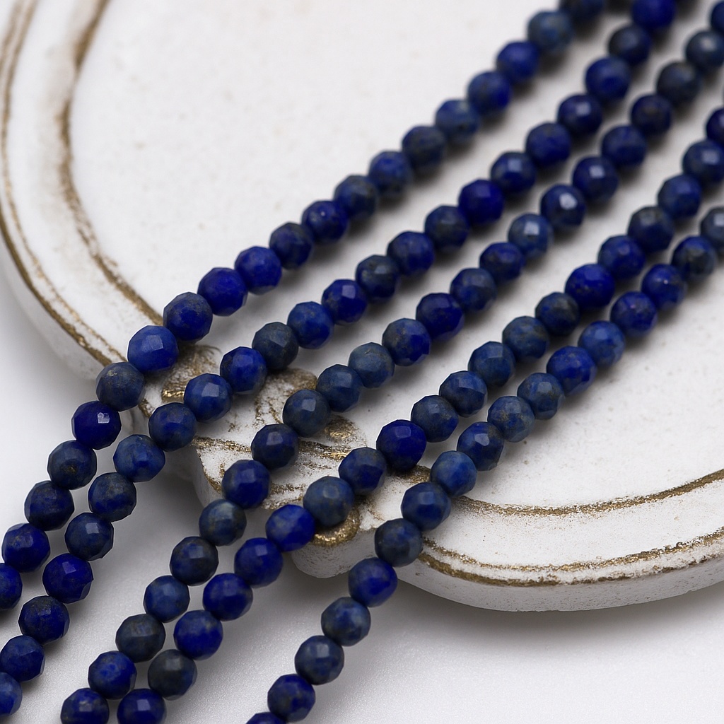 Lapislazuli Perlenstrang 3,1 - 3,2 mm facettierte Perlen (ca. 39 cm Länge)