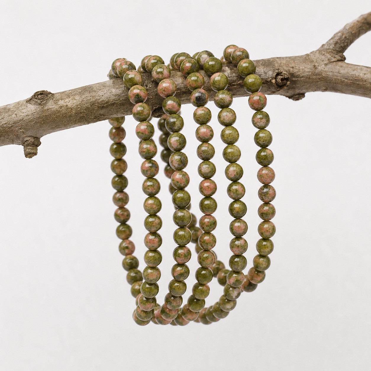 Unakite Perlenstrang 6 - 6,5 mm rund glatt glänzend (ca. 62 Perlen / ca. 38, 5 cm )