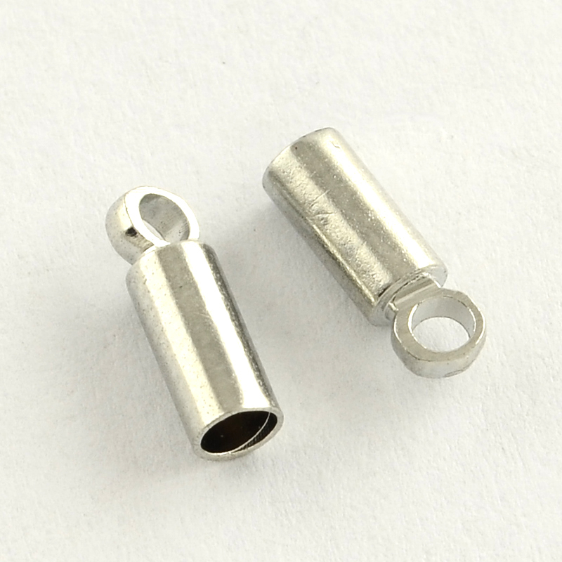 10 Messing Endkappen Bandenden platinfarben für Bänder mit 2 mm Durchmesser