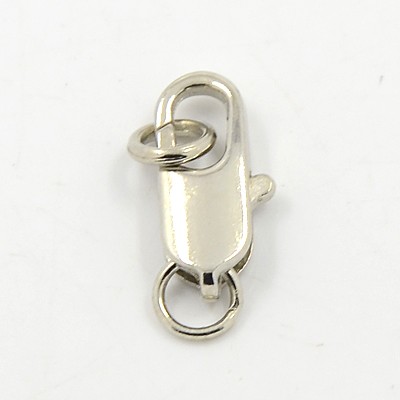 karabinerverschluss-flach 3 Karabinerverschlüsse mit Biegering 12 x 6 x 3 mm platinfarben