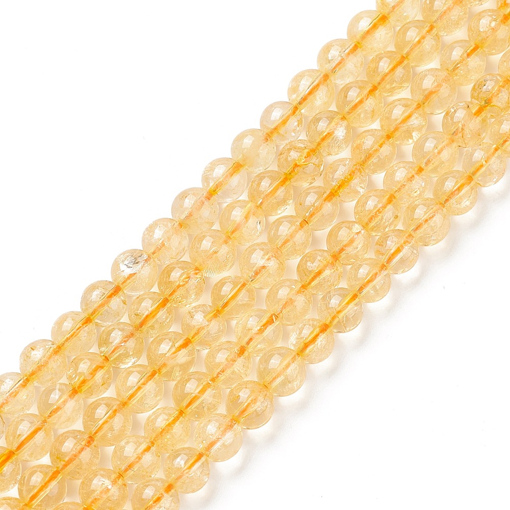 Citrin Perlenstrang 6,4 mm (ca. 61 Perlen / ca. 38 cm Länge)