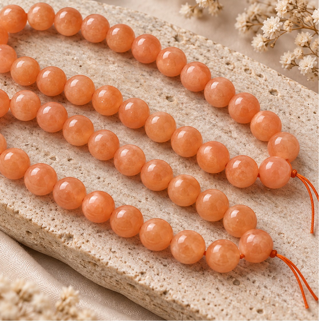Kurzer Jade Perlenstrang 8 - 8,4 mm orange gefärbt (ca. 23 Perlen / ca. 18,5 cm)