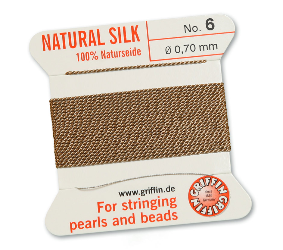 Griffin Perlseide 100 % Naturseide 2 m 1 Nadel No 6 beige