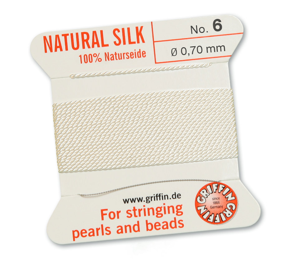 Griffin Perlseide 100 % Naturseide No. 6 weiß mit Nadel