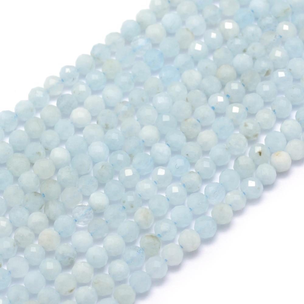 aquamarin-3-mm-facettiert Natürlicher facettierter Aquamarin Perlenstrang 3 mm (ca. 113 Perlen / ca. 39 cm Länge)