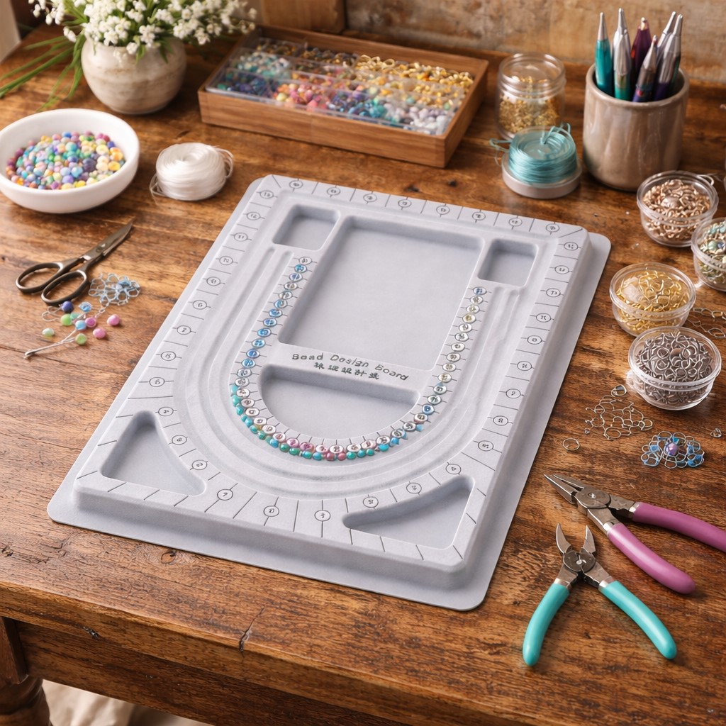 Großes Perlenbrett Perlbrett grau 33 cm lang 24 cm breit