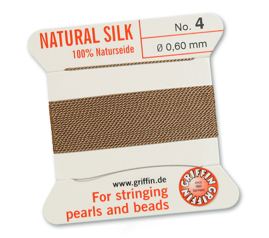 Griffin 100 % Naturseide 2 m mit Nadel No 4 beige