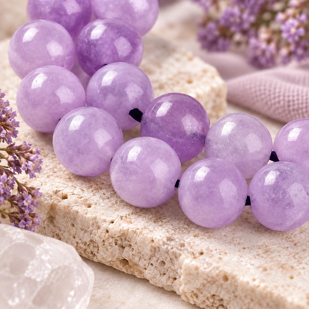Kurzer Jade Perlenstrang 8 - 8,4 mm lavendel gefärbt (ca. 23 Perlen / ca. 18,5 cm)  Kopie